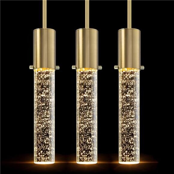 3 Pack Mini Integrated Hanging Crystal Concise Rod Pendant Ceiling Light